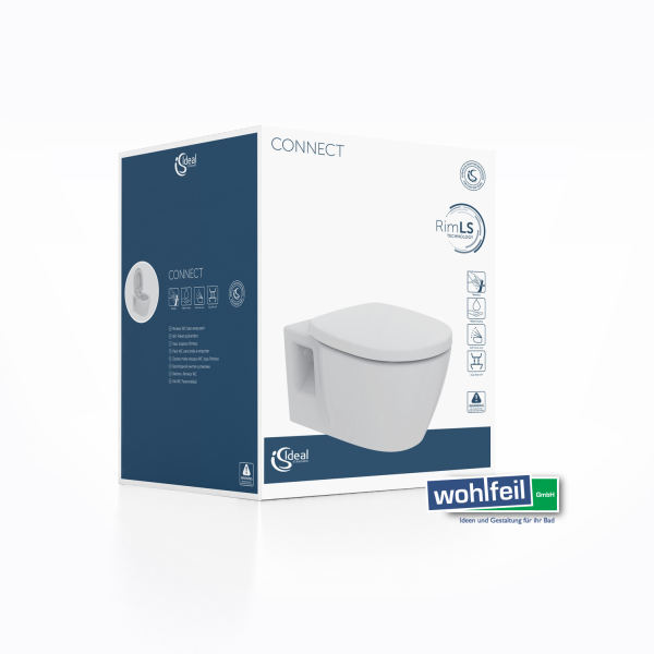 Ideal Standard Connect Kombipaket Wand-WC ohne Spülrand mit WC-Sitz Connect Soft-Closing E 712701
